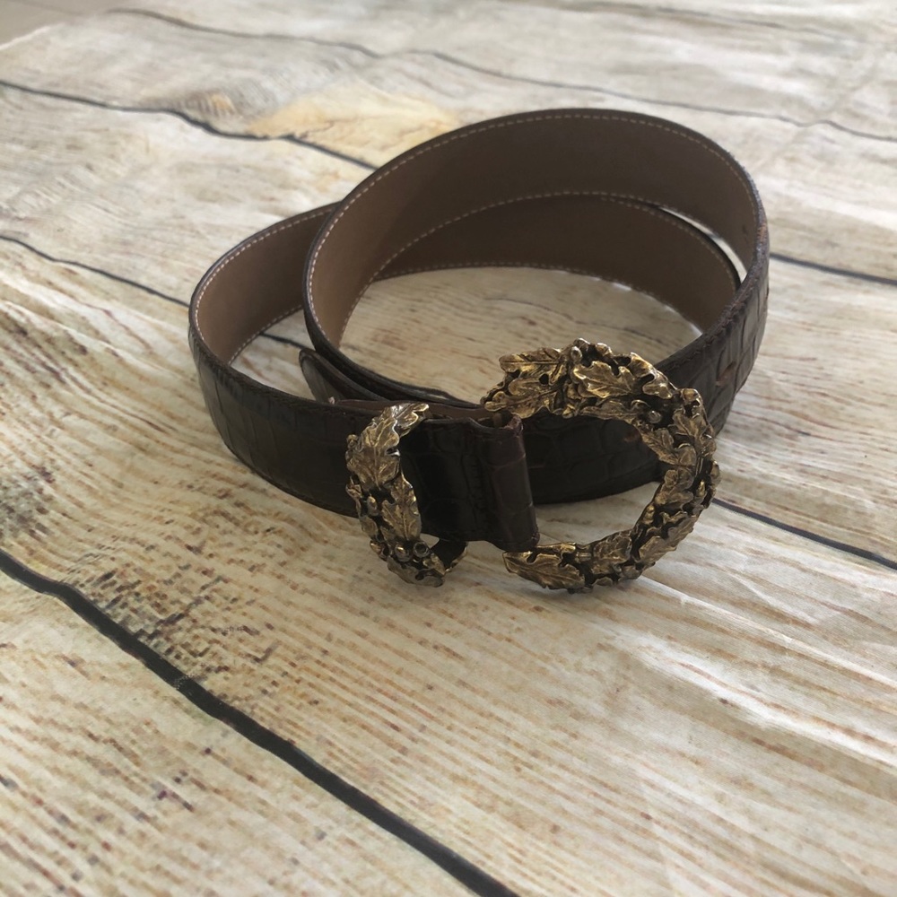 Talbots Leather Belt Made In Italy Brown Size M